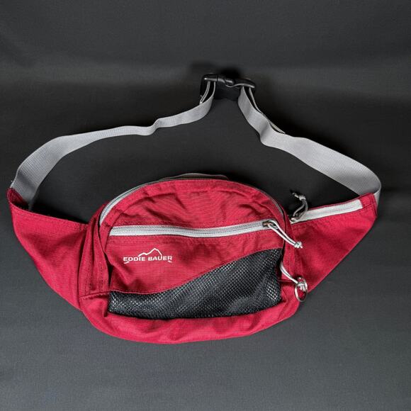 Eddie Bauer Red Waist Pouch Travel Bag Fanny Pack Slide Through backPack - Picture 1 of 13